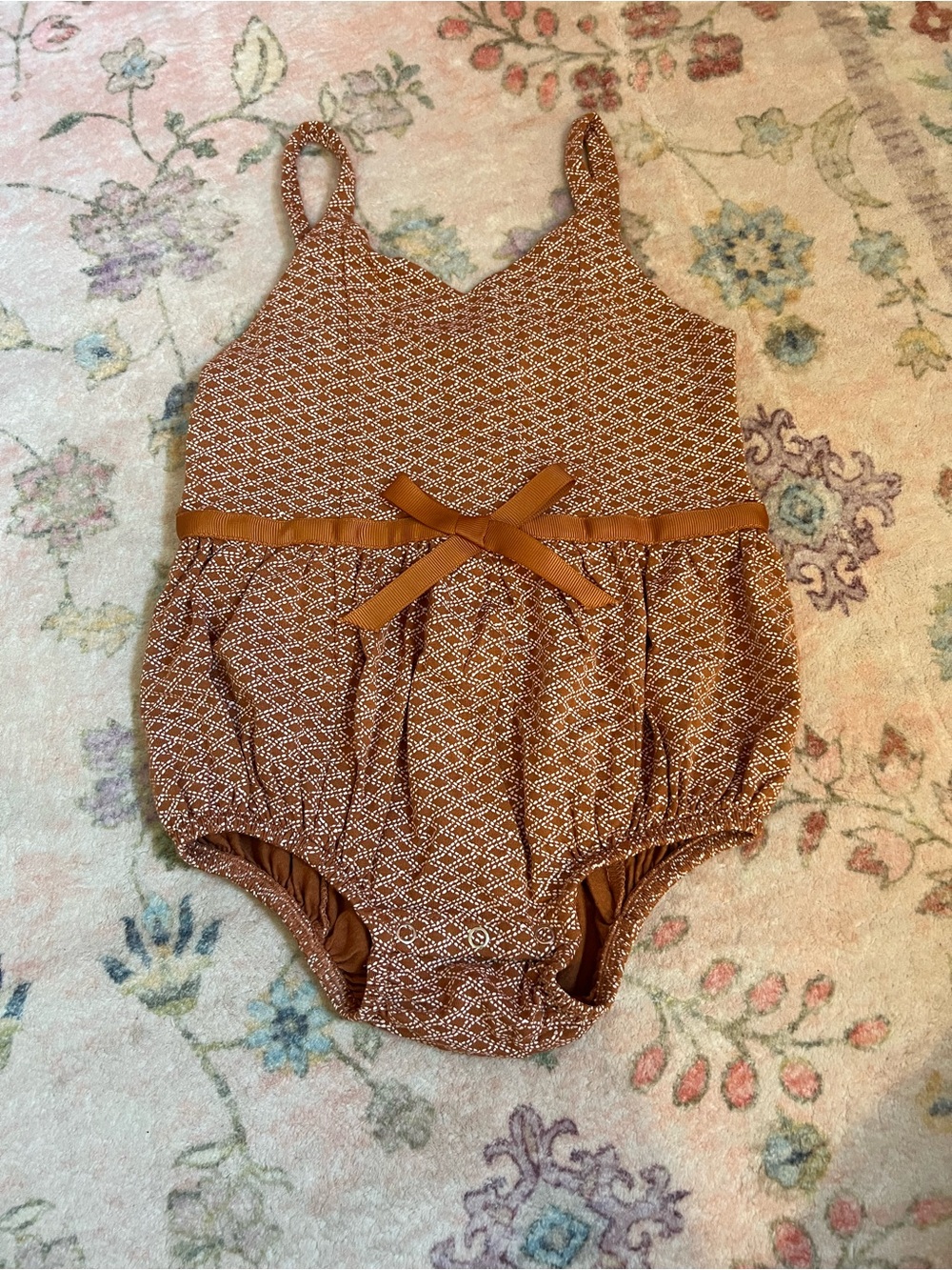 kate quinn Rust Brown Printed Baby One-Piece Romper